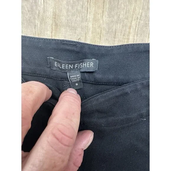 Eileen Fisher Black Dress Pants Sz 8 Straight Leg Viscose‎ Nylon Spandex Office - Picture 2 of 6